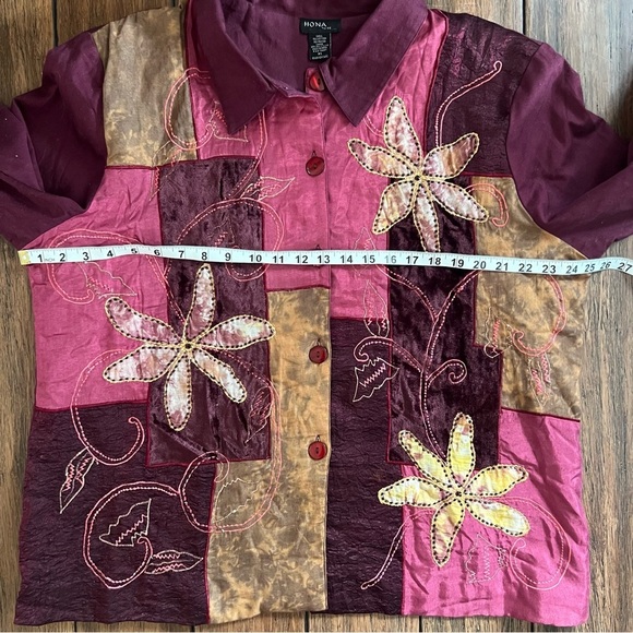 Vintage Patchwork Embroidered Velvet Lightweight Jacket Boho Festival XL Hippie - Picture 11 of 15